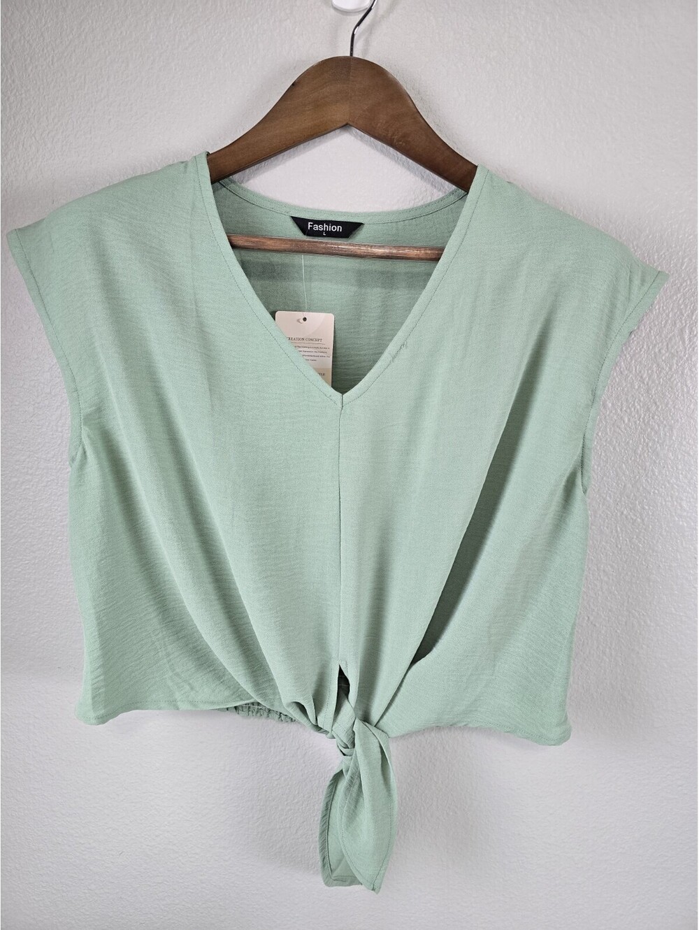 Womens Large  LIGHT Green Summer 2 Piece Flowy Pant Set Top With Pants - Picture 2 of 5